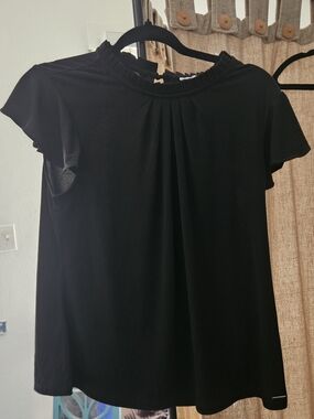 Calvin Klein Black Flutter Sleeve Top